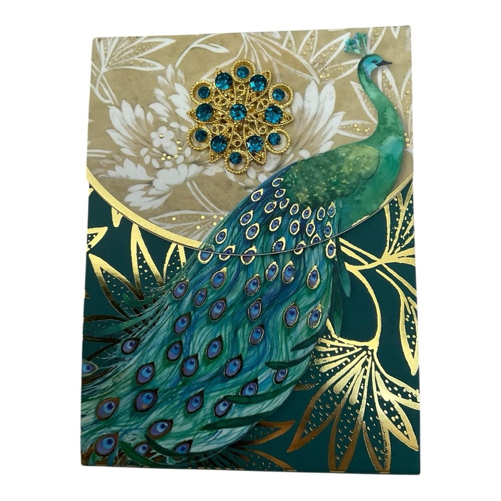 Punch Studio Emerald Peacock Brooch Mini Notepad